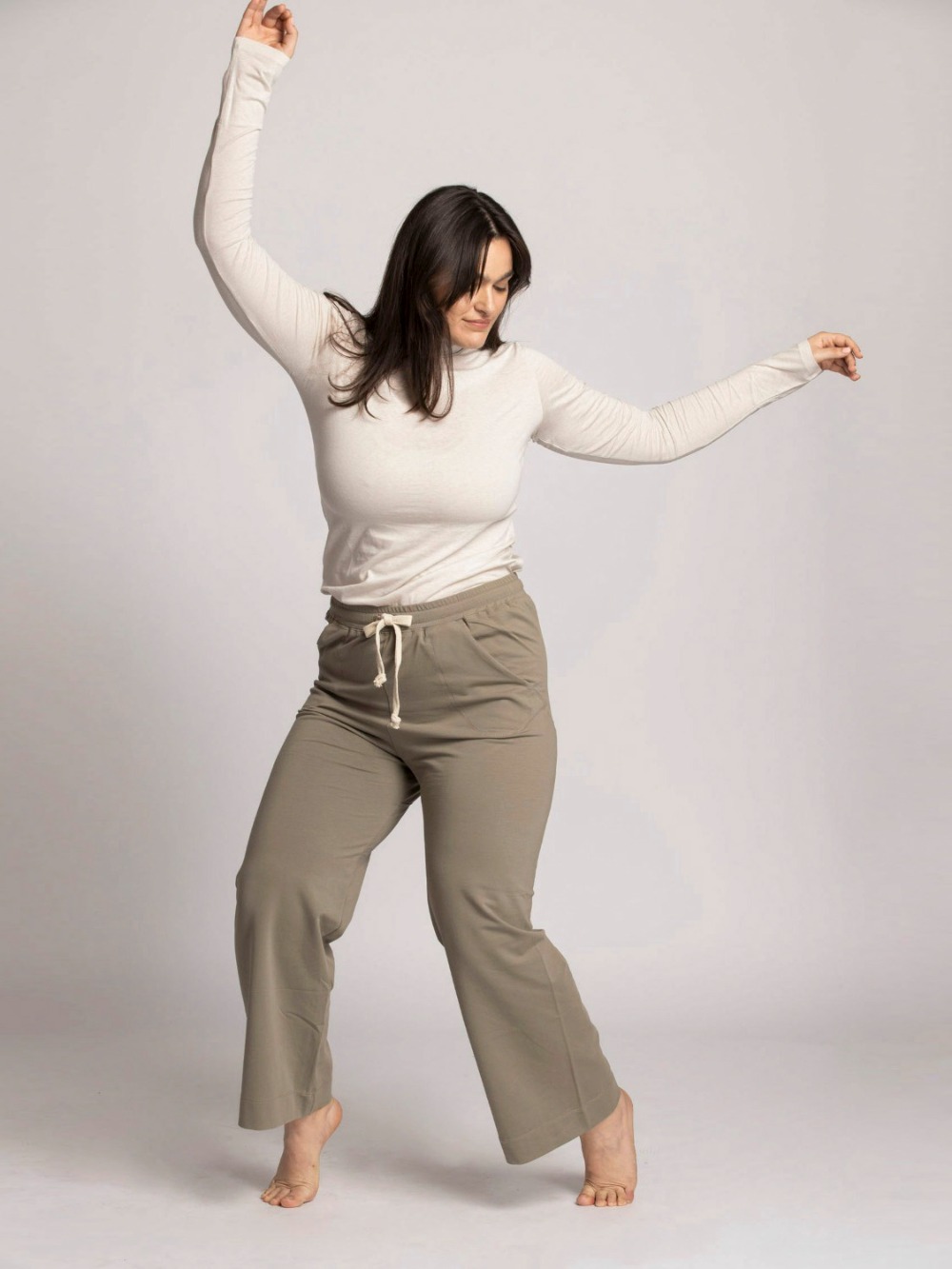 FRENCH TERRY WIDE LEG LOUNGE PANTS - SAGE FRENCH TERRY - NISARAT